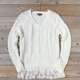 Marlow Lace Fisherman's Sweater in Cream: Alternate View #1