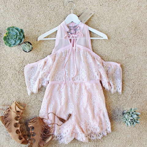 The Mick Lace Romper in Pink