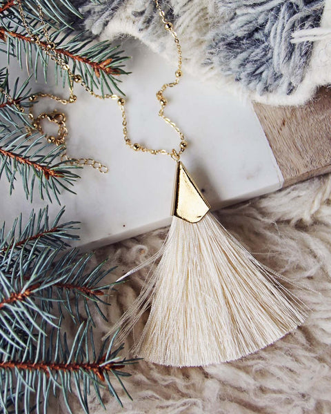 The Tassel Necklace in Cream: Featured Product Image