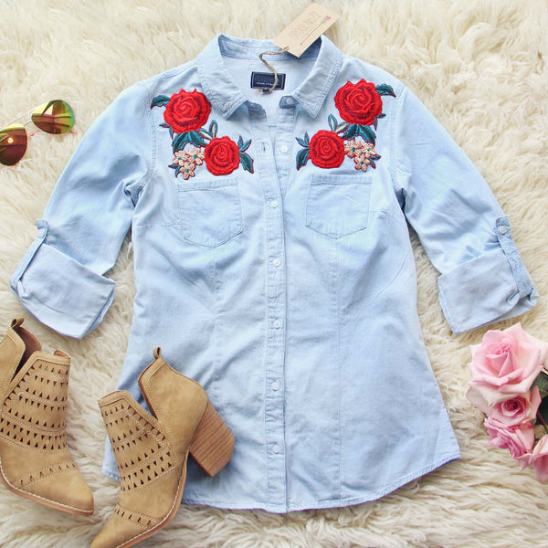 Thunder Rose Chambray Top: Featured Product Image