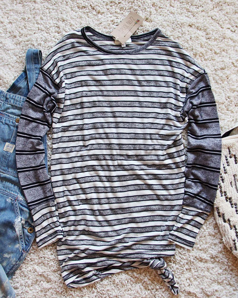 Tie & Stripe Cozy Tee in Gray: Featured Product Image