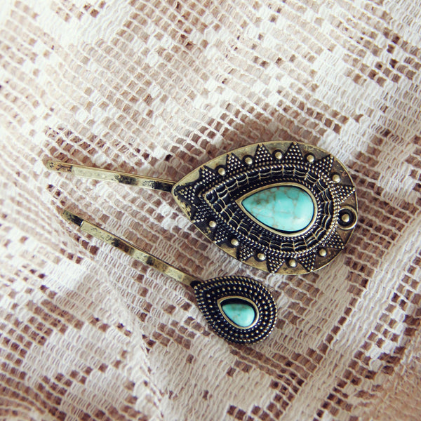 Turquoise & Stone Hair Pins: Featured Product Image