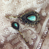 Turquoise & Stone Hair Pins: Alternate View #2