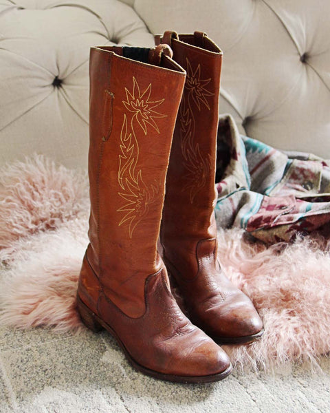Vintage Floral Stitch Boots: Featured Product Image