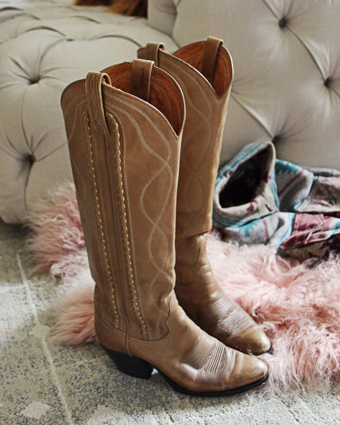 Vintage Taupe Stitch Boots: Featured Product Image