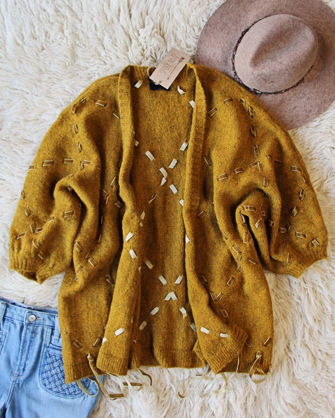 Velvet & Tie Sweater in Mustard: Featured Product Image