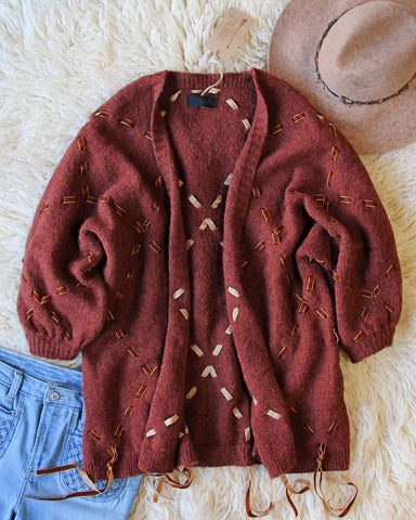 Velvet & Tie Sweater in Rusted Merlot