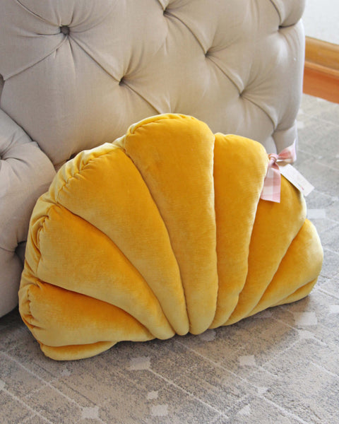 Velvet Shell Pillow Mustard Large: Featured Product Image
