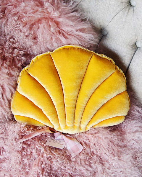 Velvet Shell Pillow in Mustard: Featured Product Image