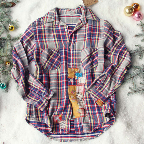 Vintage Lace & Patch Plaid Flannel #3