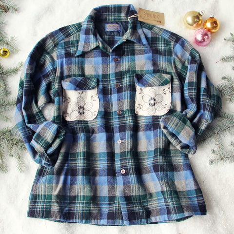 Vintage Lace & Patch Plaid Flannel #6