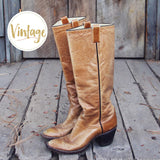 Vintage Taupe Stitch Boots: Alternate View #1