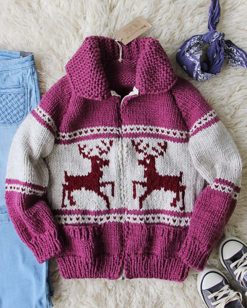 Vintage 70's Cozy Knit Cowichan Sweater: Featured Product Image
