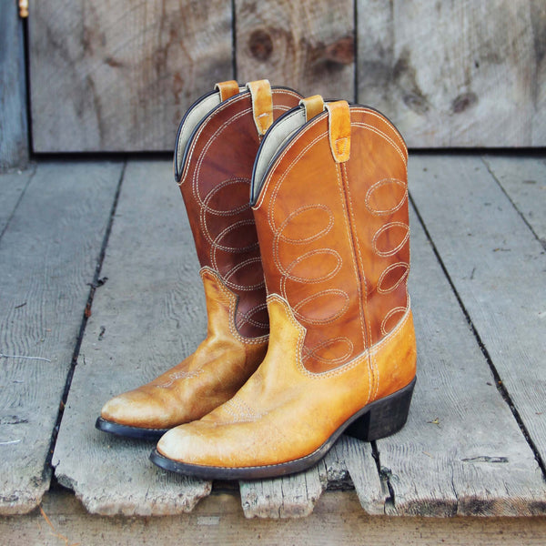 Vintage Caramel Stitch Boots: Featured Product Image