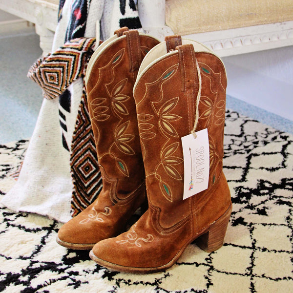 Vintage Suede Caramel Boots: Featured Product Image