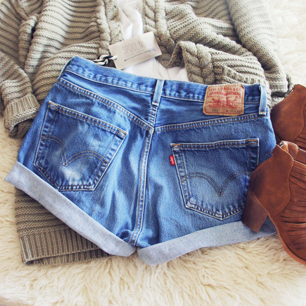 Vintage Cuffed Jean Shorts, Sweet Vintage Cuffed Jean Shorts from