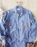 Vintage Embroidered Chambray Shirt: Alternate View #2