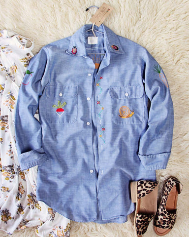 Vintage Embroidered Chambray Shirt