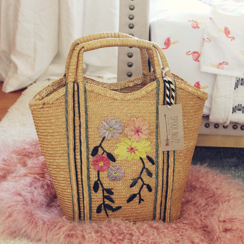 Vintage Floral Woven Tote