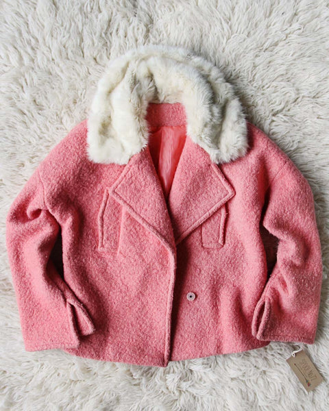 Vintage Pink + Fur Pea Coat: Featured Product Image
