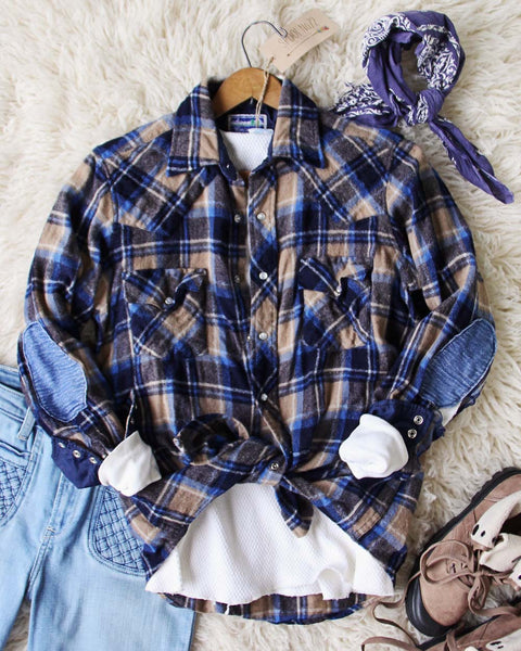 Sweet Plaid + Patch Vintage Shirt: Featured Product Image