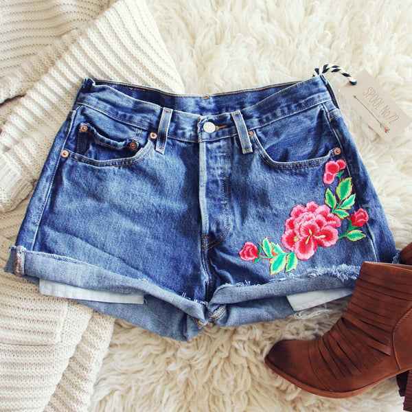 Vintage Cuffed Rose Shorts: Featured Product Image