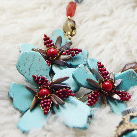 Vintage Turquoise Flora Necklace
