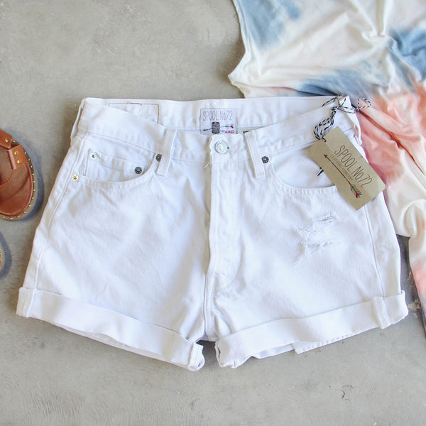 Vintage Cuffed Jean Shorts- White: Featured Product Image