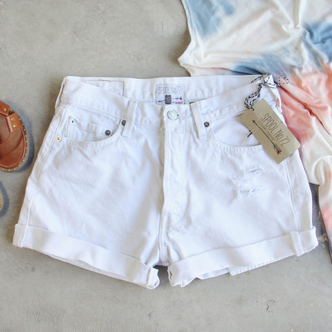 Vintage Cuffed Jean Shorts- White