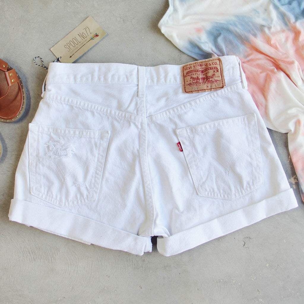 Vintage Cuffed Jean Shorts- White, Sweet Vintage Cuffed Jean Shorts from  Spool 72.