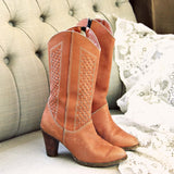 Vintage Woven Honey Boots: Alternate View #1