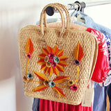 Vintage 70's Woven Tote: Alternate View #1