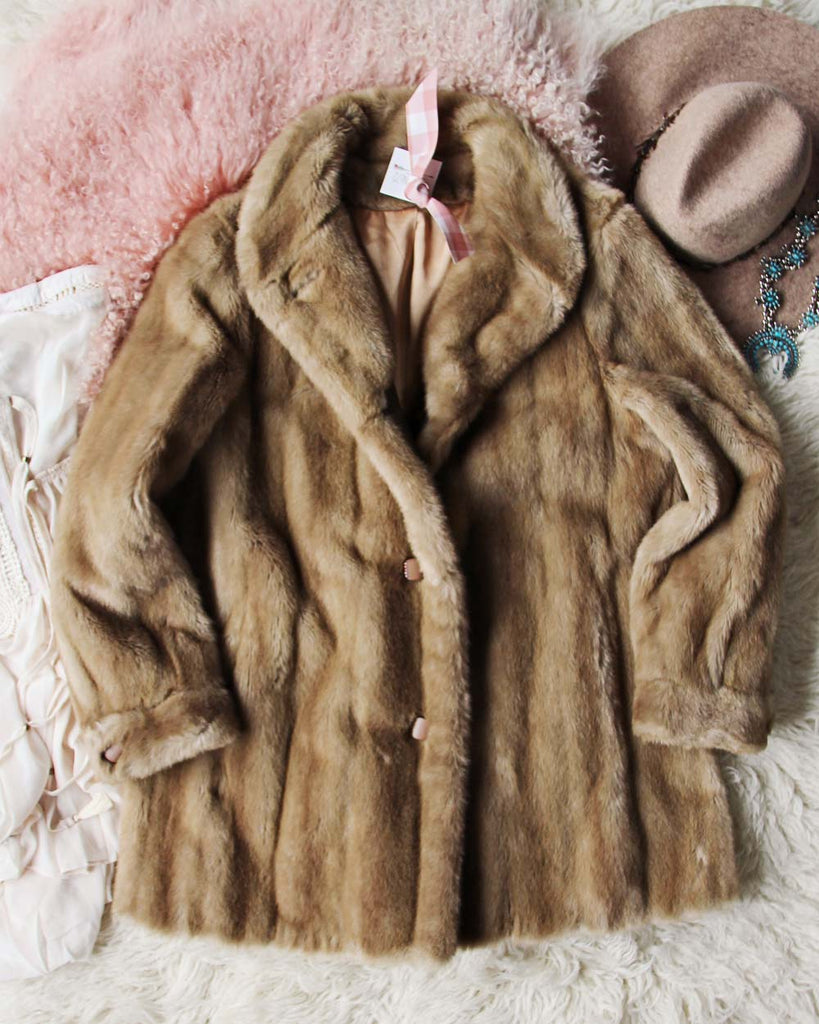 70s Belted Faux Fur Coat - Lucky Vintage