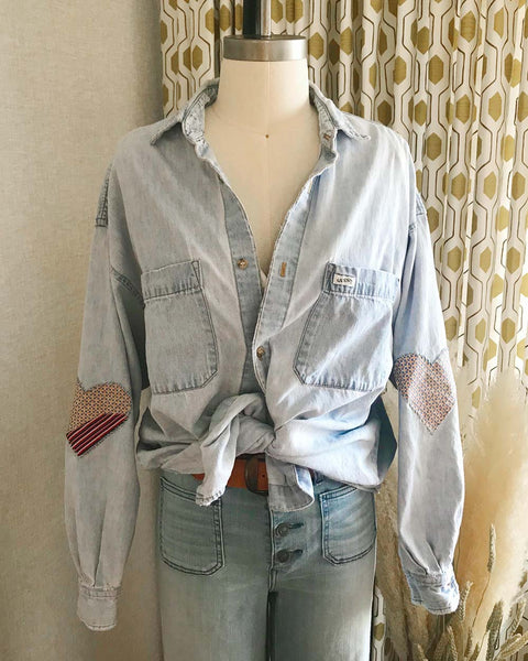 Vintage Quilted Heart Denim Top: Featured Product Image