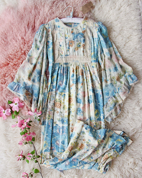 Vintage 70's Rose Maxi Dress: Featured Product Image