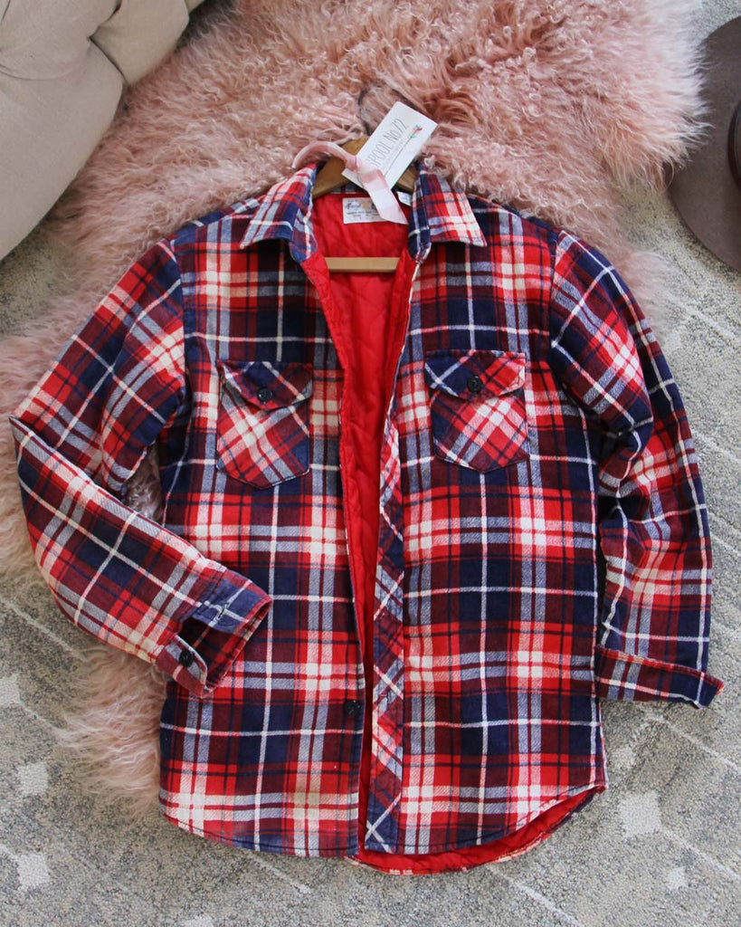 Vintage Quilted Flannel, Sweet Vintage Plaid Flannels from Spool