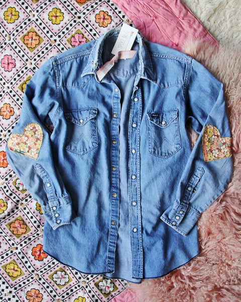Vintage Quilted Heart Denim Top #3: Featured Product Image