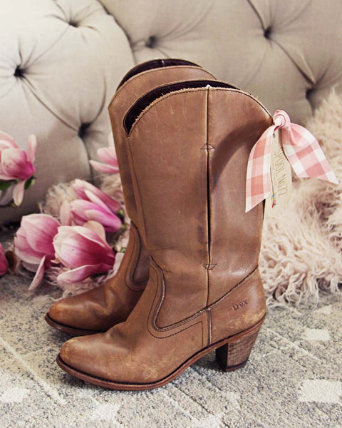 Vintage Taupe Cowboy Boots: Featured Product Image