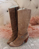 Vintage Suede Stacked Boots: Alternate View #1