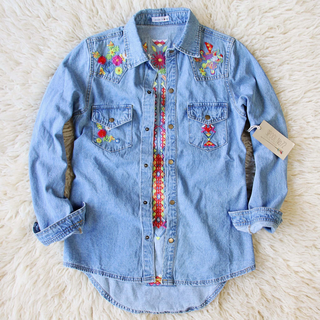 Chic Plum-Blossom Embroidery Women Denim Shirt - China Jeans and Women Jeans  price | Made-in-China.com