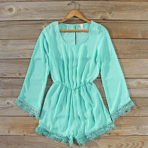Wintertide Lace Romper in Mint: Featured Product Image