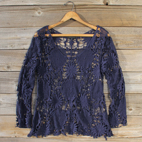 Winterly Lace Blouse in Navy